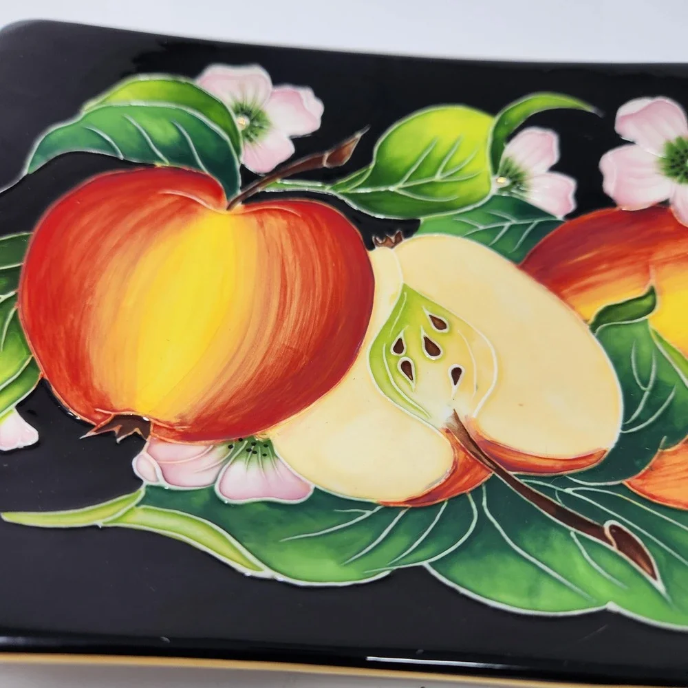 Apples & Apple Blossom Ceramic Tray Dish J. Mccall for Blue Sky Clayworks 2004